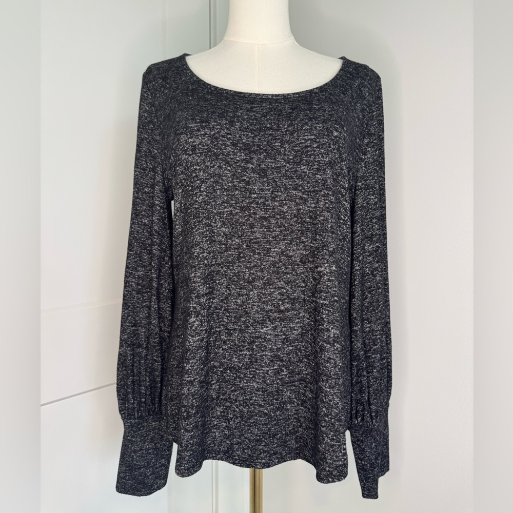 White House Black Market Charcoal Knit Top